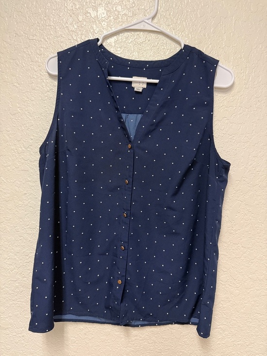 a new day Tops - A NEW DAY Navy Polka Dot Sleeveless Button-Front Top Size Large